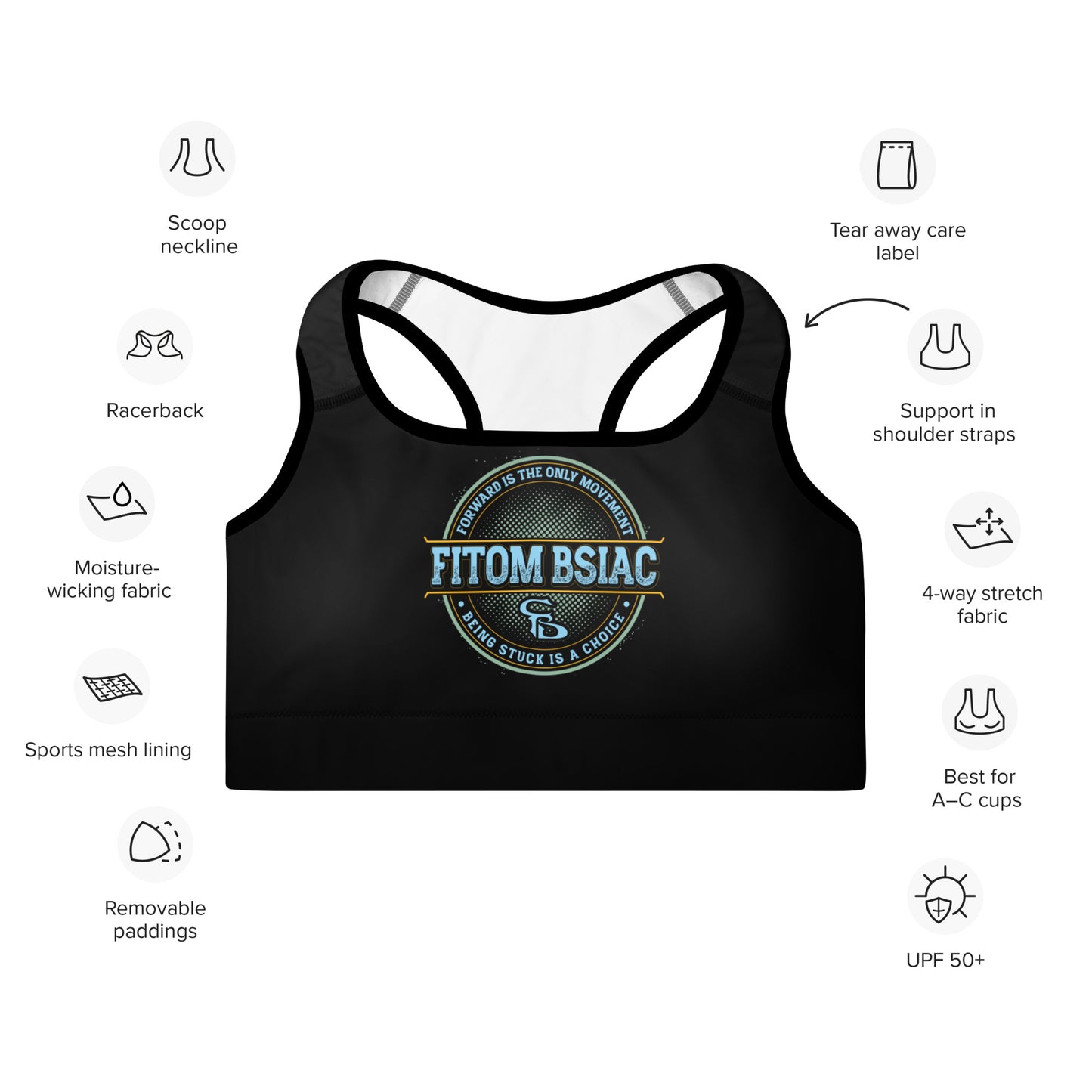 Padded Sports Bra (Black)