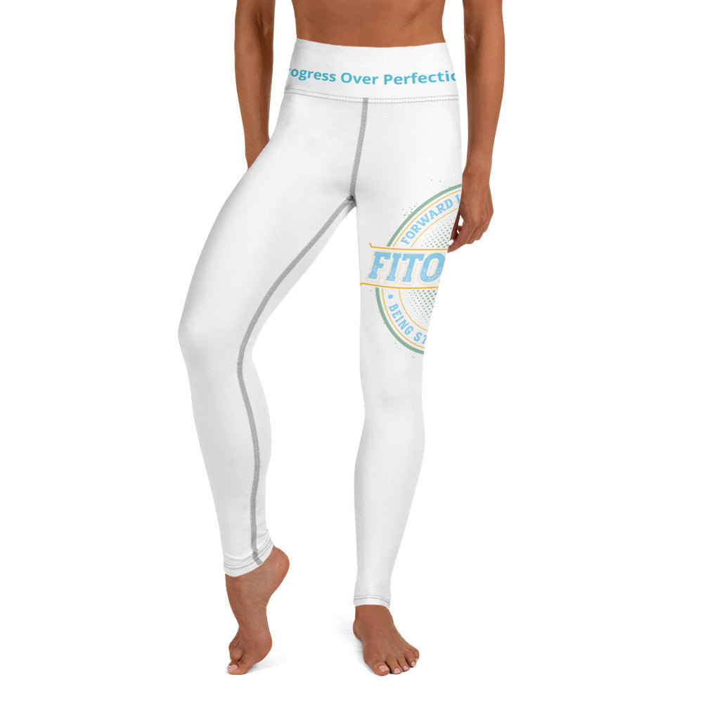 Yoga Leggings (White with Black Stitch Lines)