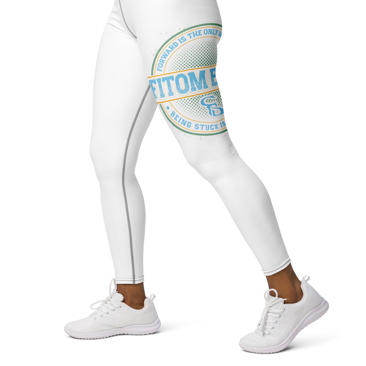 Yoga Leggings (White with Black Stitch Lines)