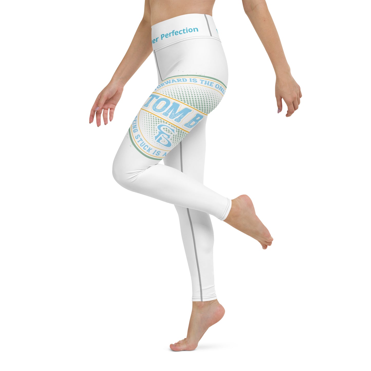 Yoga Leggings (White with Black Stitch Lines)