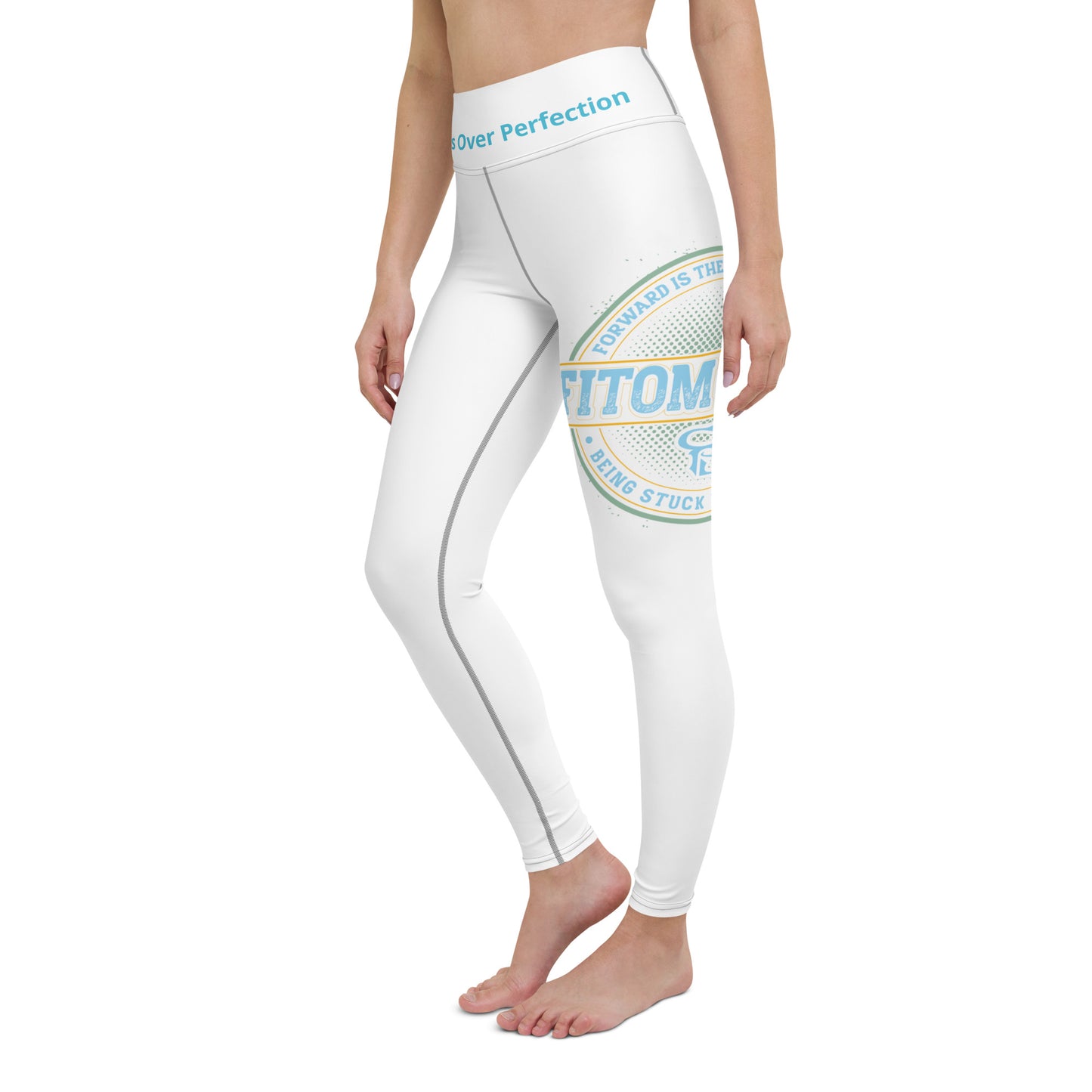 Yoga Leggings (White with Black Stitch Lines)