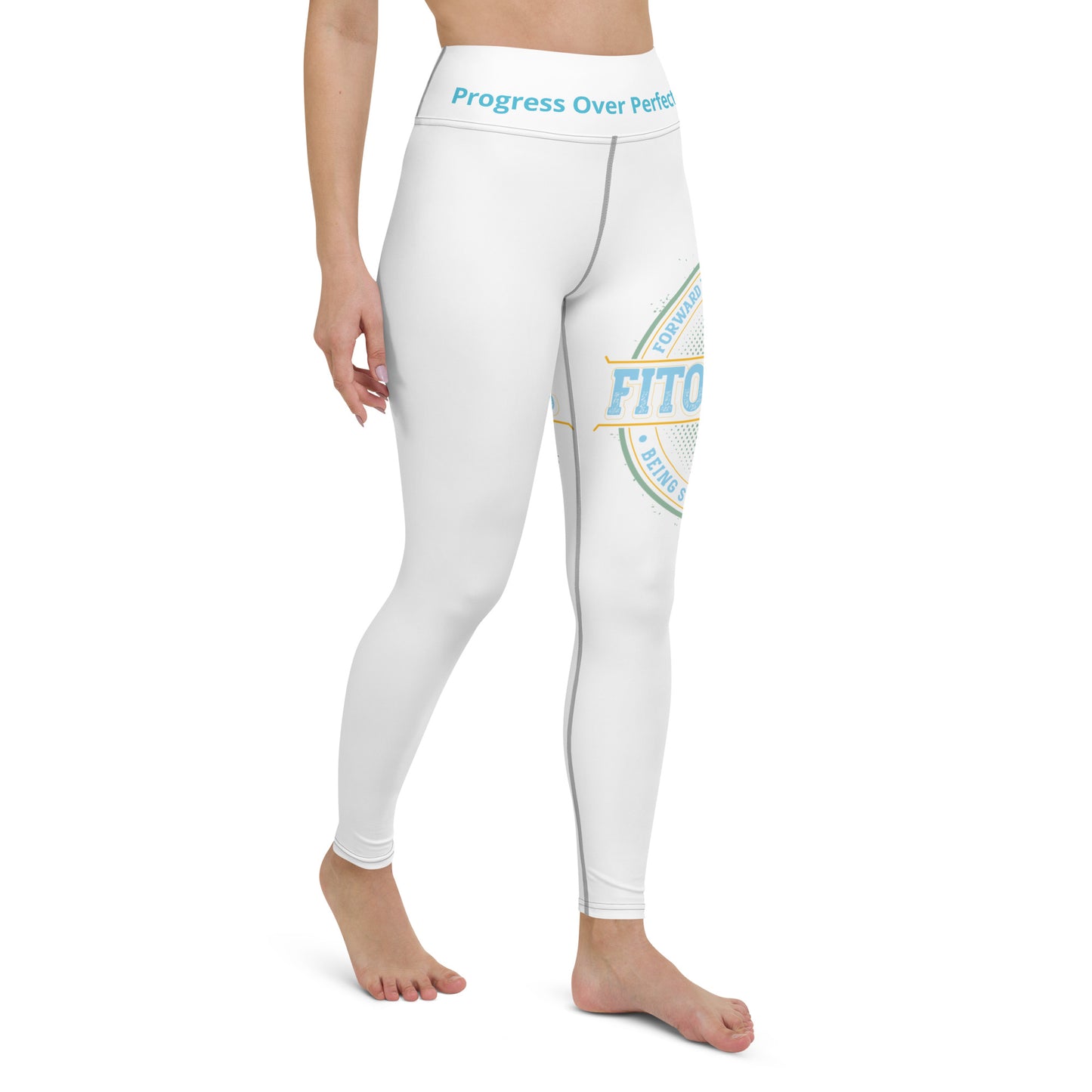 Yoga Leggings (White with Black Stitch Lines)