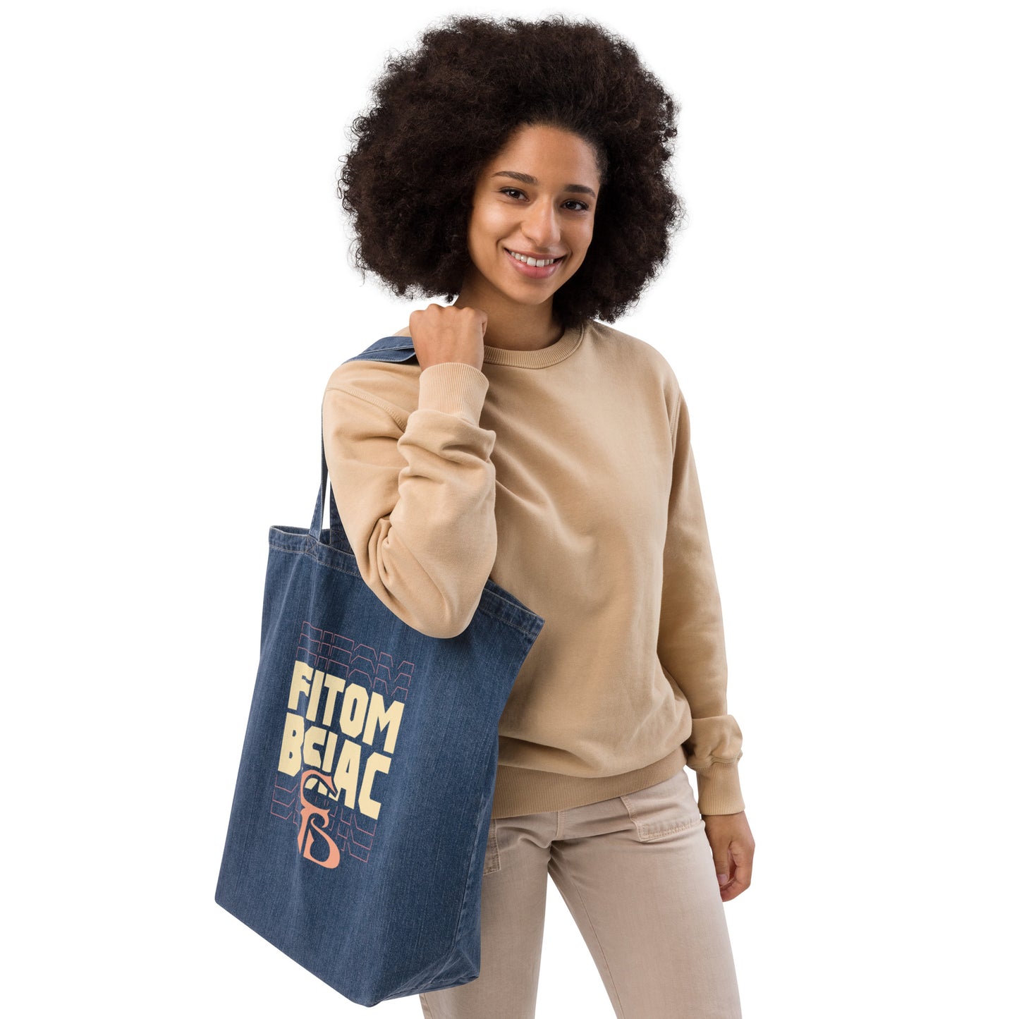 Organic denim tote bag