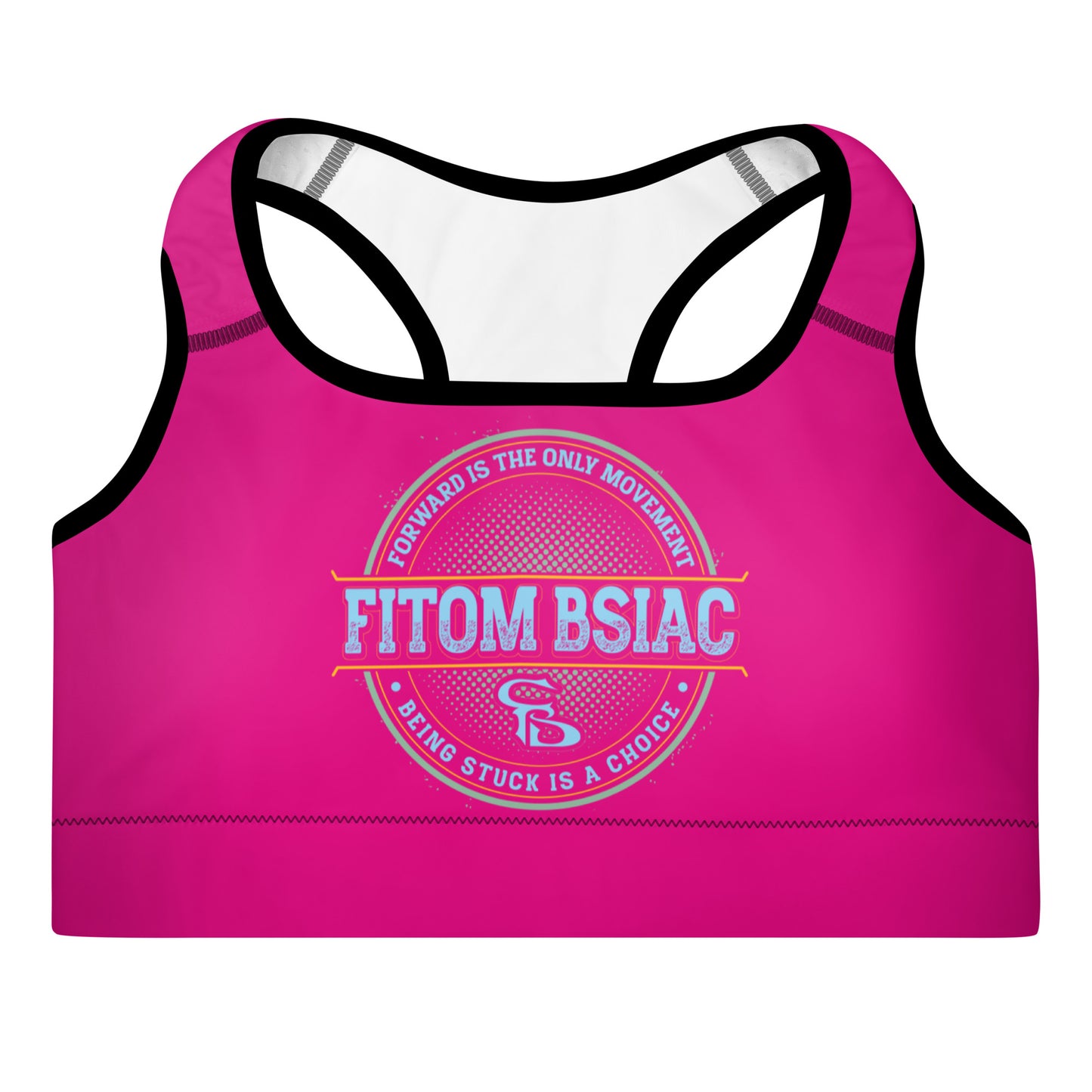 Padded Sports Bra (Medium Violet Red - Black Logo & Frame)