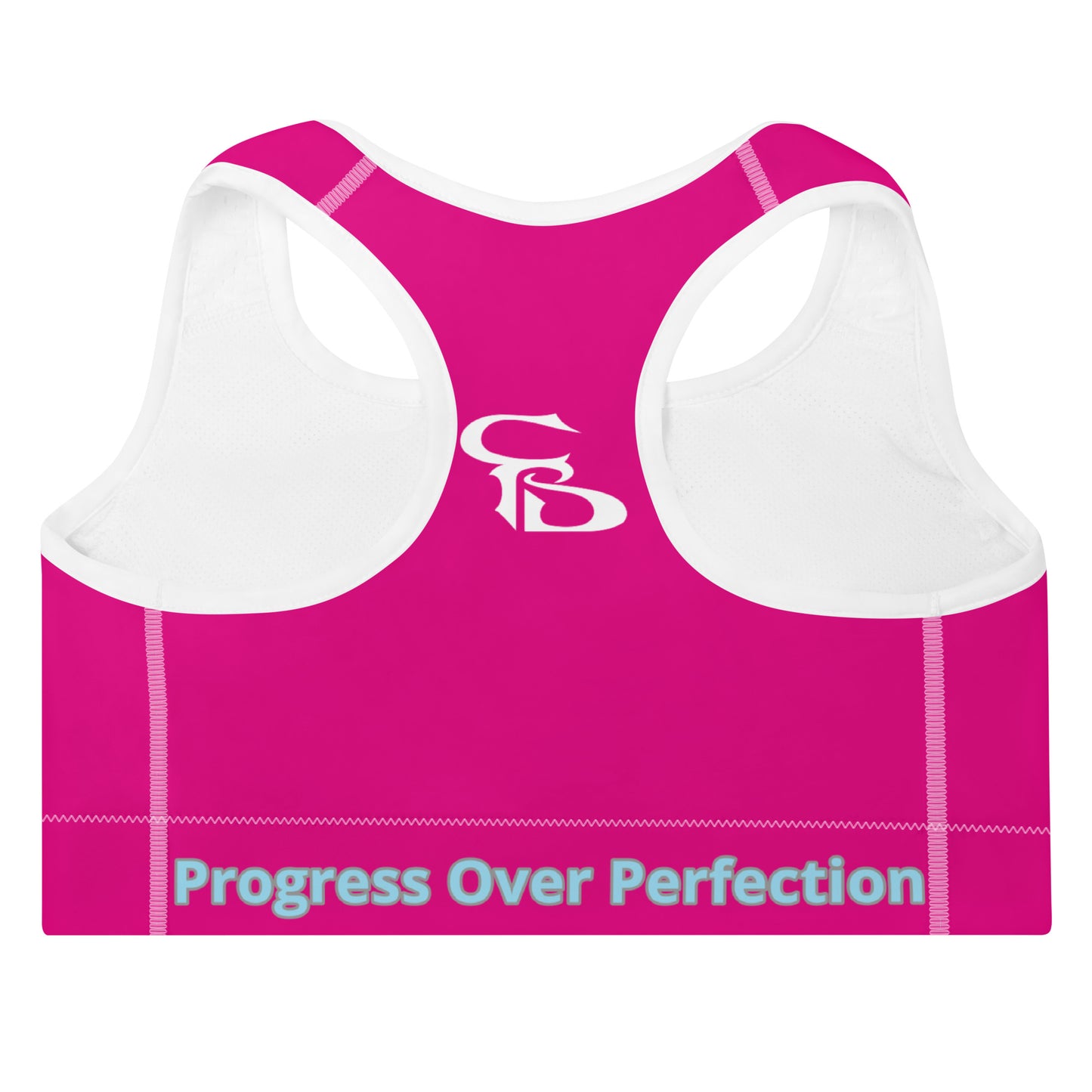 Padded Sports Bra (Medium Violet Red - White Logo & Frame)