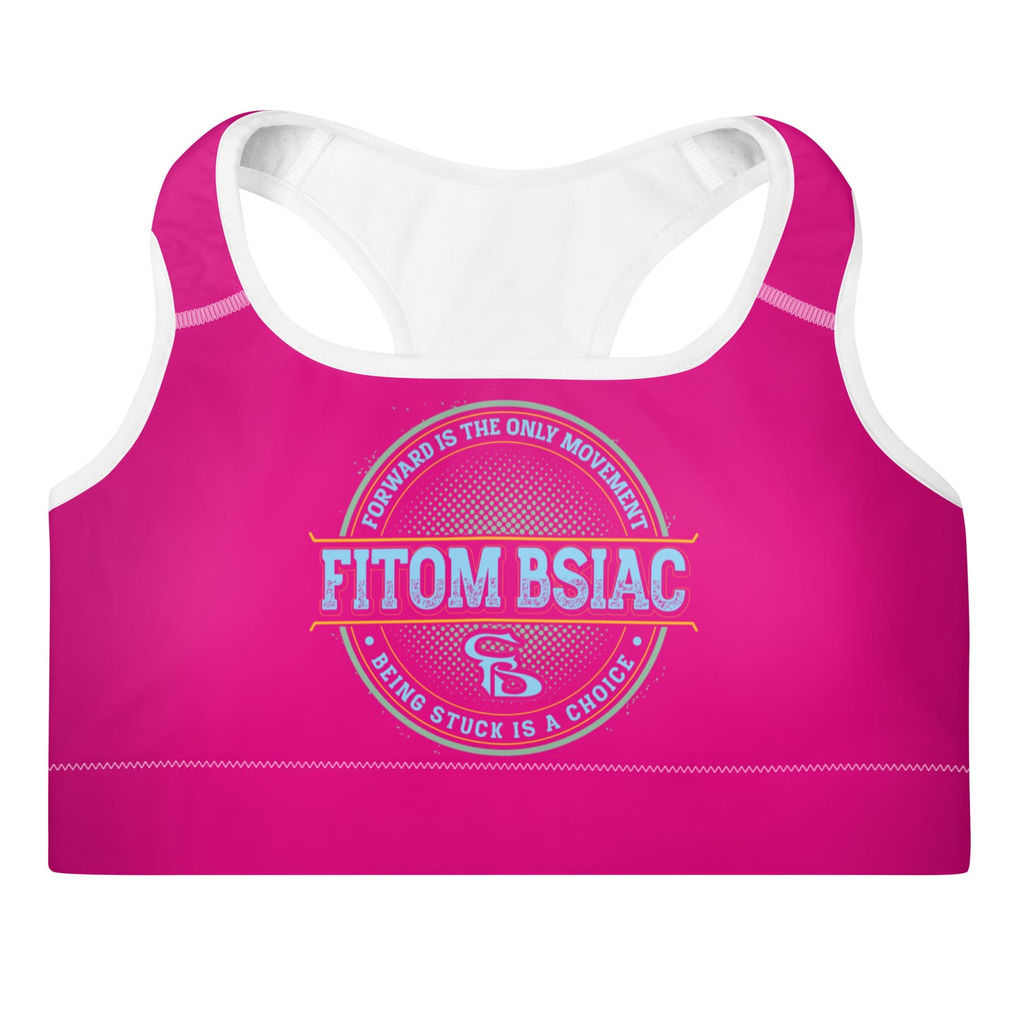 Padded Sports Bra (Medium Violet Red - White Logo & Frame)