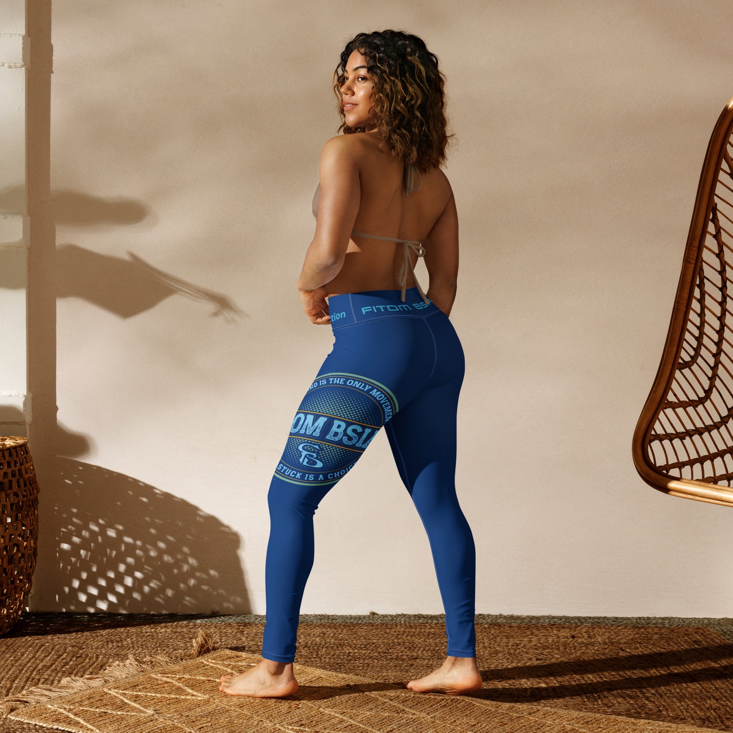 Yoga Leggings (Navy Lite with White Stitch Lines)