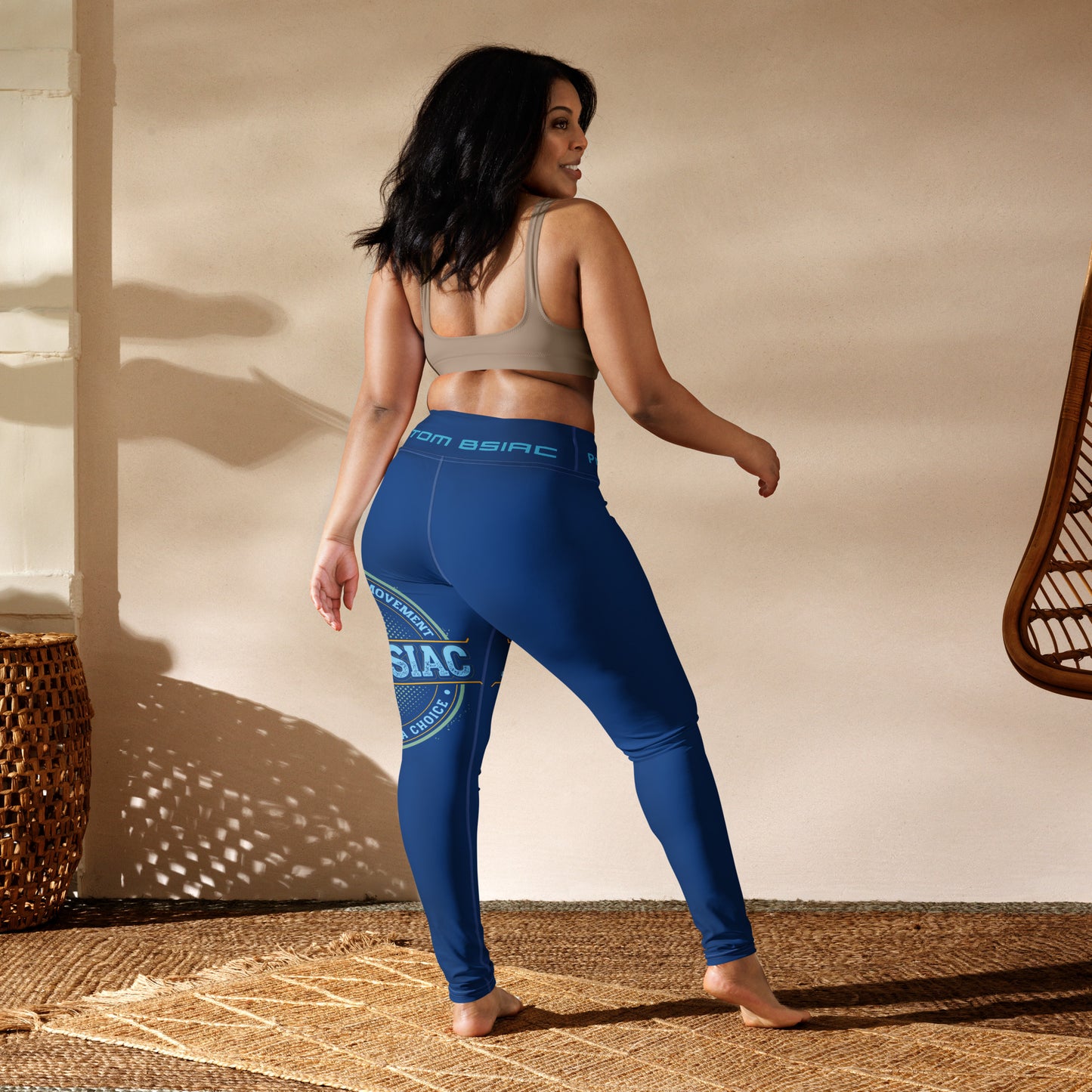 Yoga Leggings (Navy Lite with White Stitch Lines)