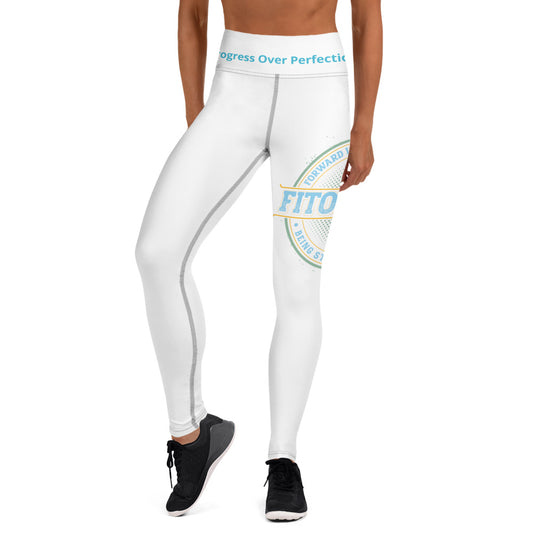 Yoga Leggings (White with Black Stitch Lines)