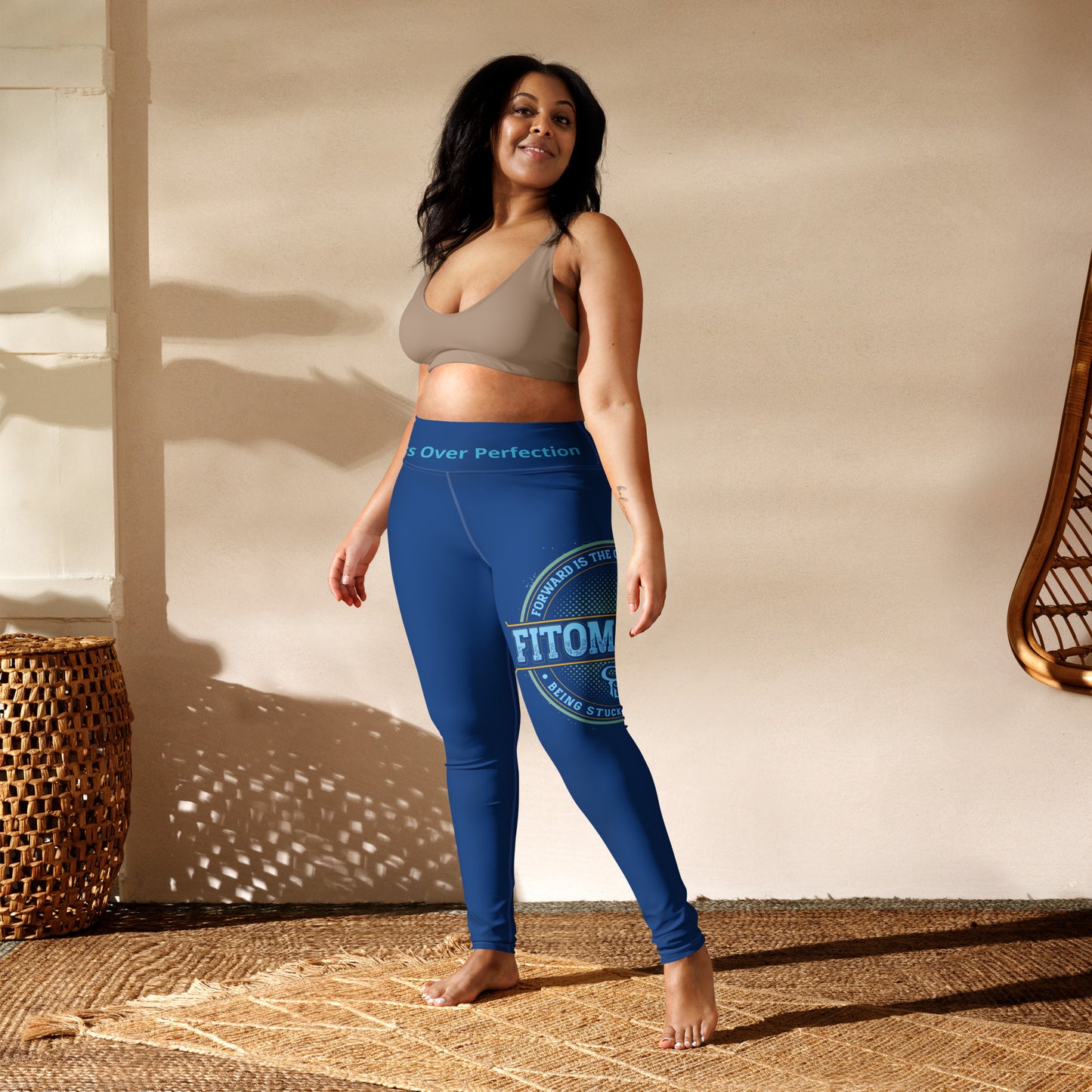 Yoga Leggings (Navy Lite with White Stitch Lines)