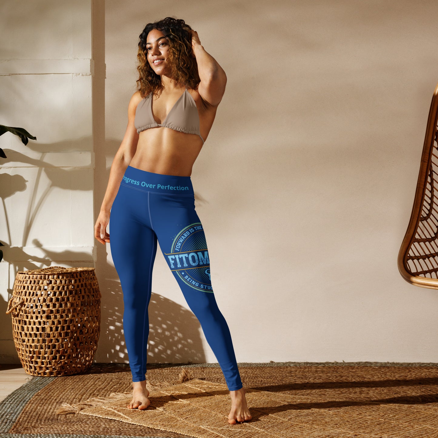 Yoga Leggings (Navy Lite with White Stitch Lines)