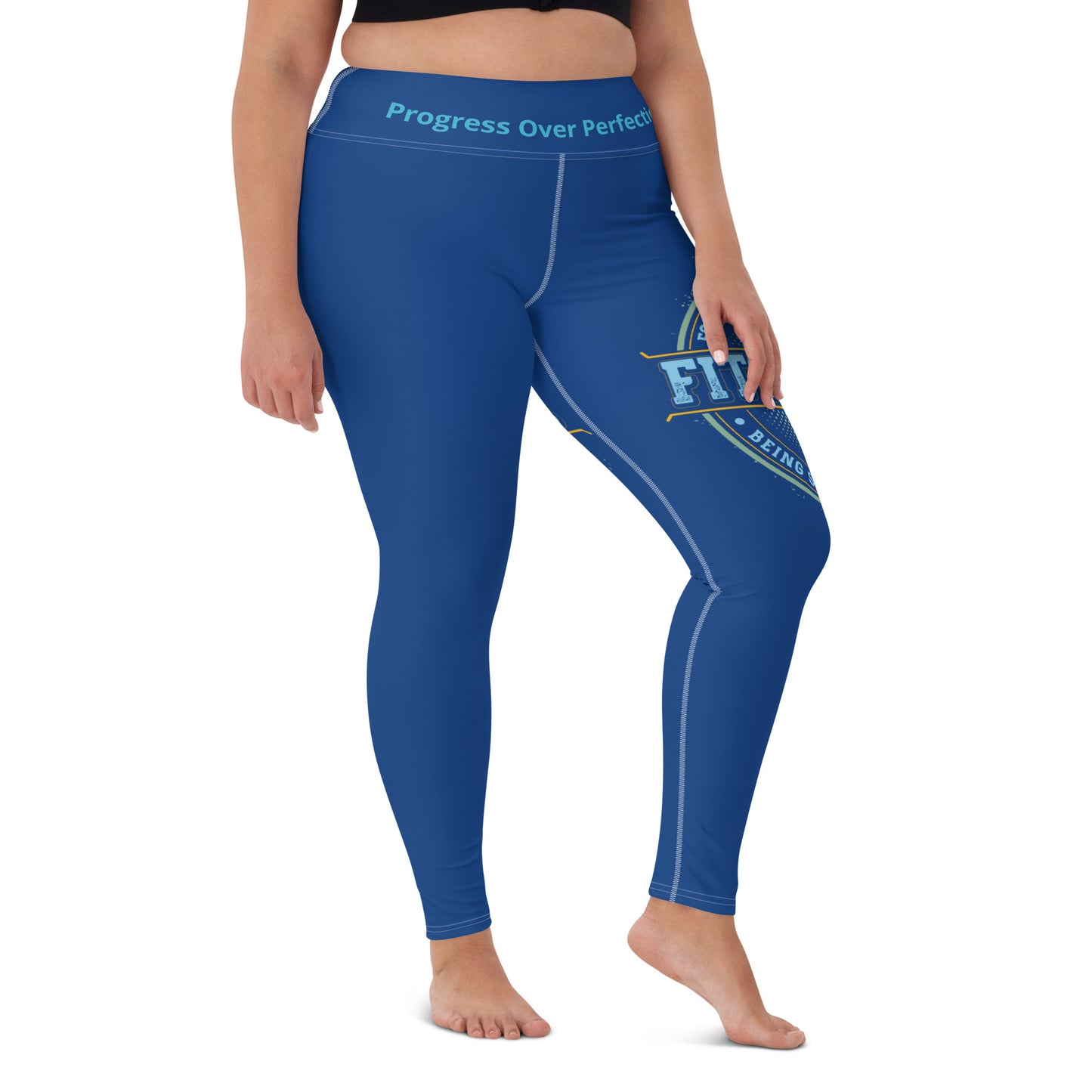 Yoga Leggings (Navy Lite with White Stitch Lines)