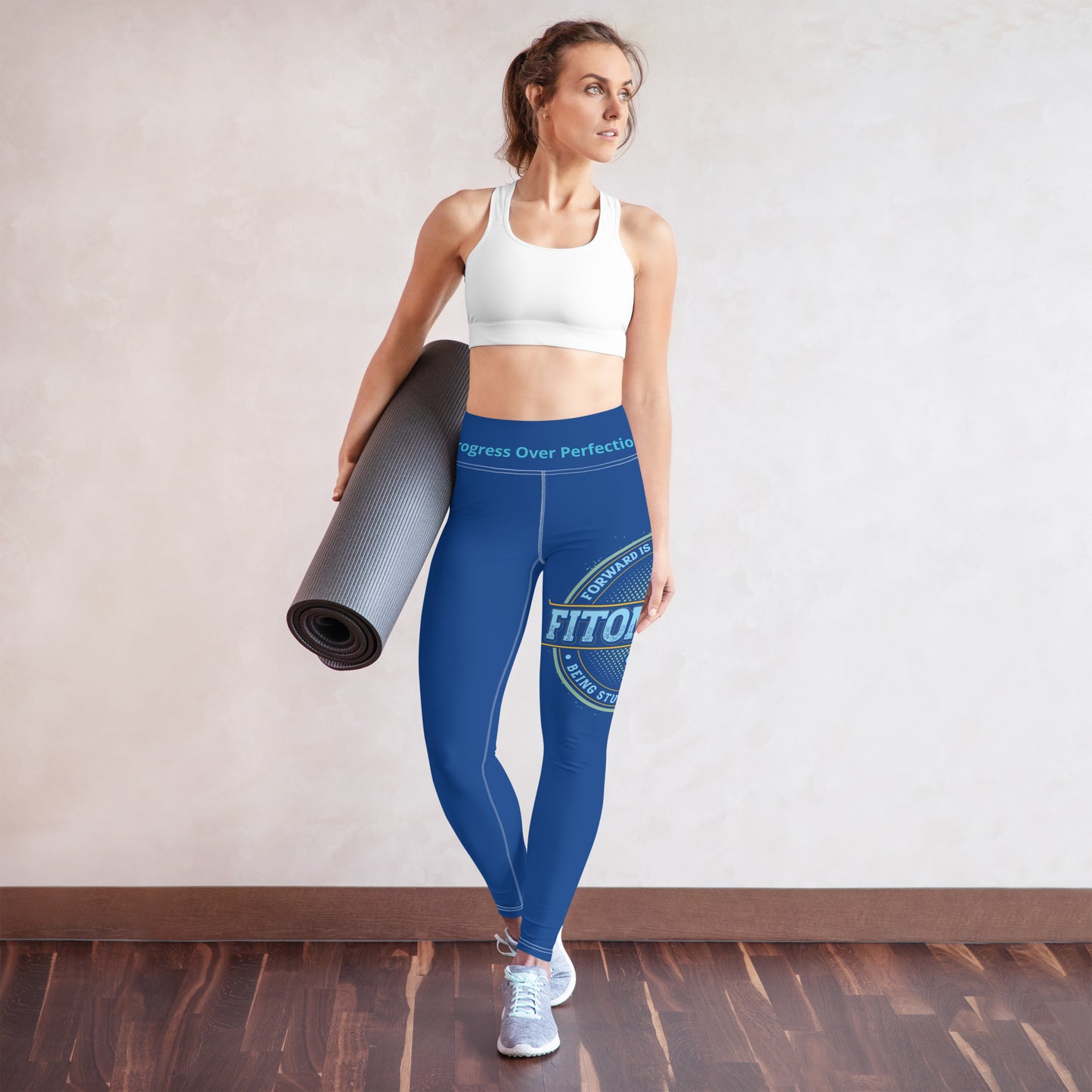 Yoga Leggings (Navy Lite with White Stitch Lines)